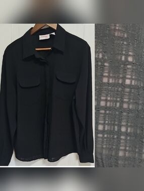 Joanna Plus Black Casual Button Down Shirt